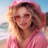 8 Pack Hot Pink Sunglasses for Women Bulk, Fun Mix Style Retro Rectangle Square Cateye Oval Heart Sunglasses Party Glasses Set view 2