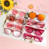 8 Pack Hot Pink Sunglasses for Women Bulk, Fun Mix Style Retro Rectangle Square Cateye Oval Heart Sunglasses Party Glasses Set view 3