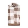 Aymnlox womens winter coat Zipper Vest for Women Plaid Printed Plush Coats Lapel Collar Sleeveless Fleece Jackets with Pockets Open Front Coat Brown M view 2