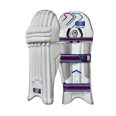 Gunn & Moore GM Cricket Batting Pads | Mana 909 | Traditional Cotton & Cane | Large Adult Left Handed - 19" | Approx Weight 2.32 kg | 1 Pair | White
