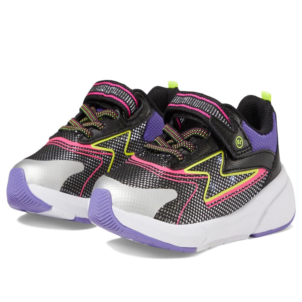 Stride Rite Unisex SR Lighted Cosmic 2.0 Lighted Athletic Black/NEON, 3 Width-M