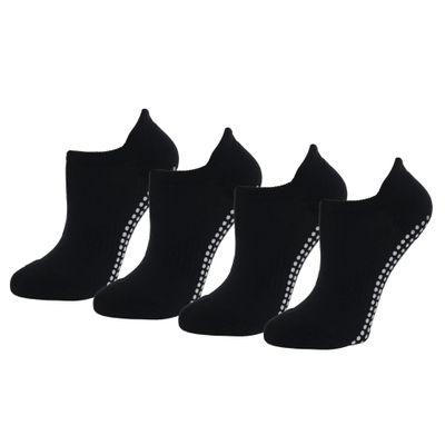 Amazon Essentials Women's Athletic Grip Ankle Socks, 4 Pairs, Black, 8-12