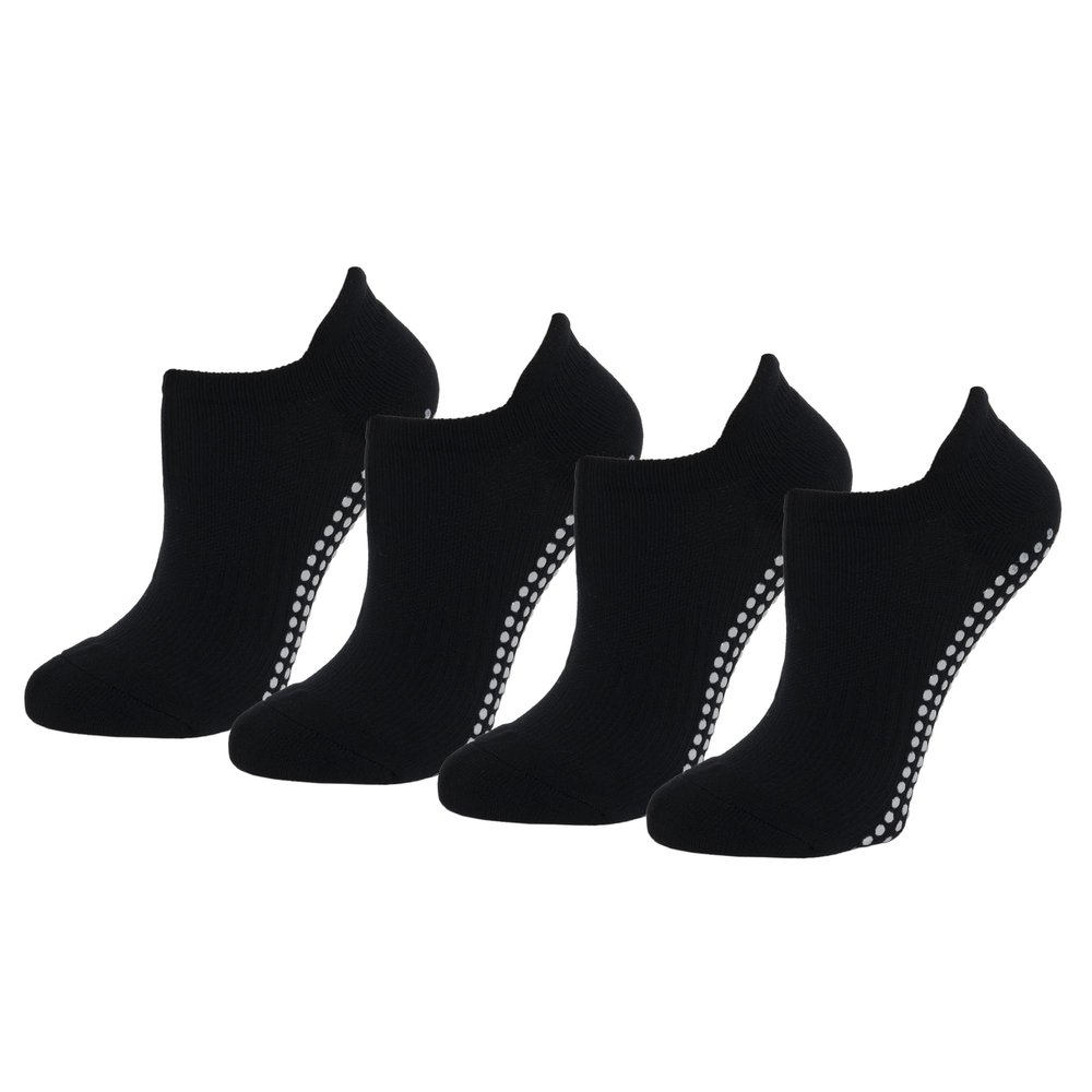 Amazon Essentials Women's Athletic Grip Ankle Socks, 4 Pairs, Black, 8-12
