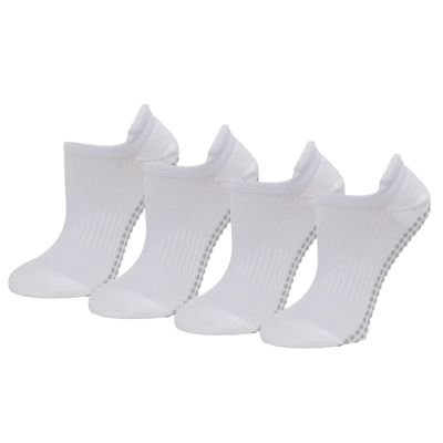 Amazon Essentials Women's Athletic Grip Ankle Socks, 4 Pairs, White, 8-12
