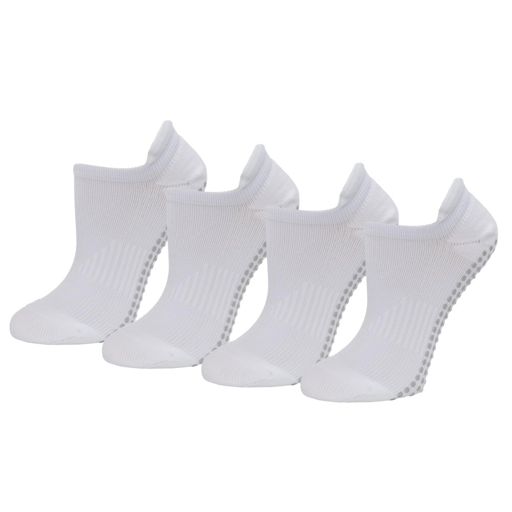 Amazon Essentials Women's Athletic Grip Ankle Socks, 4 Pairs, White, 8-12
