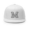 RIVEMUG Initial Letter M Embroidered Premium Trucker Hat Flat Bill High Crown Adjustable Cap White view 2