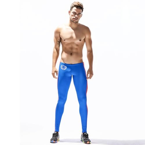 BreakEgg Men's CompressionLeggings Mens Sports Workout Running Tights Pants Cool Dry Active Yoga Leggings Pants (Large,TW-70612-Blue)