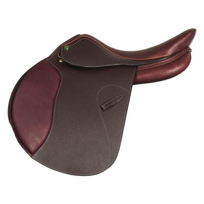 Henri de Rivel Memor-X Close Contact Youth Saddle  Memory Foam Padded Jumping Saddle for Young Equestrian Riders - Australian Nut - 14 - Wide