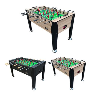 KICK Hades 55" Foosball Table (Brown) Full-Size Professional Table Soccer & Indoor Gaming Table for Adults with 6 Premium Balls, Semi-Solid Steel Rods, Counterbalanced Players & Slide Scorers