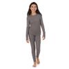 Cuddl Duds Girls Heavyweight Fleece Lined 2 Piece Thermal Underwear Set  Long Sleeve Shirt & Leggings Base Layer for Cold Weather  Winter Clothing Long Johns Lounge Sets for Kids, Grey, XL view 1