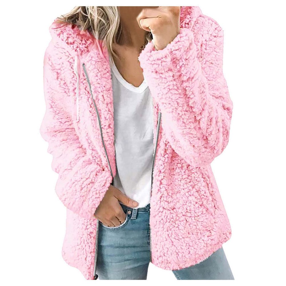 QWENTMTNTY Faux Fur Coat with Hood Teddy Coat for Women Womens Fall Clothes Work Clothes for Men Fleece Hoodie Women