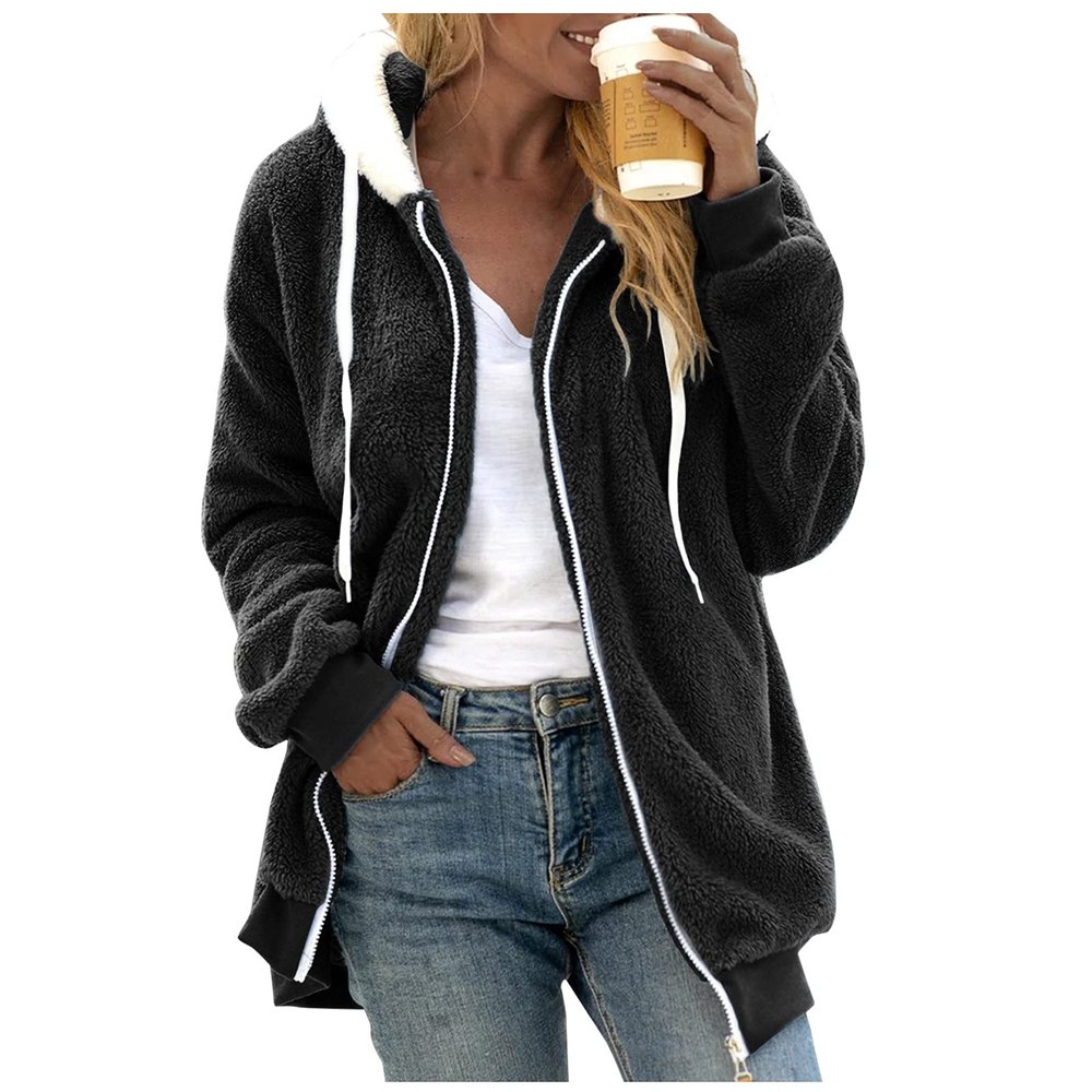 QWENTMTNTY Winter Warm Sherpa Lined Coats Jackets for Women Plus Size Hooded Women Jackets Casual Winter Sweaters for Women 2023 White Sweatshirt Chaqueta Para Mujer
