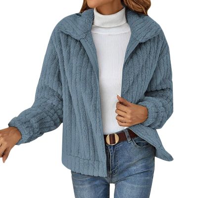QWENTMTNTY Fuzzy Jackets for Women Zip Up Oversized Jackets Fall Pajamas for Women Sweater Blazer Women Flannel Hoodie Women