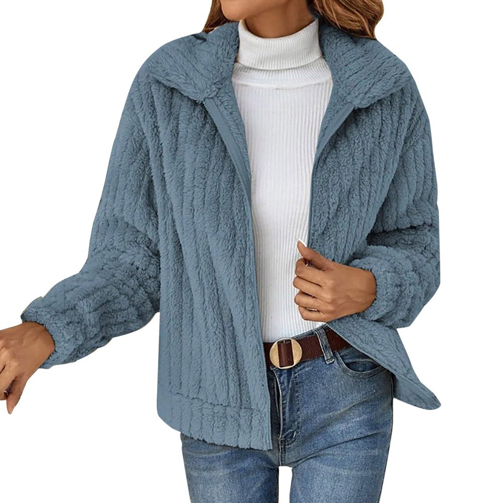 QWENTMTNTY Fuzzy Jackets for Women Zip Up Oversized Jackets Fall Pajamas for Women Sweater Blazer Women Flannel Hoodie Women