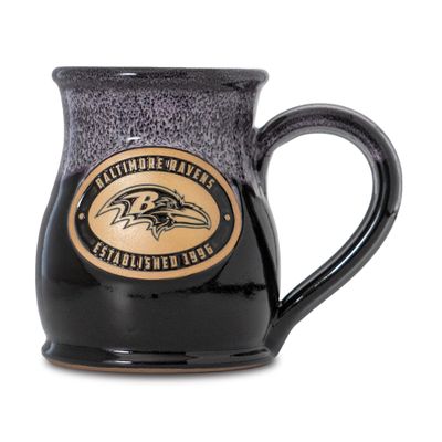 Greater Distance NFL Football Baltimore Ravens 14 oz Two-Tone Tall Belly Mug, Handmade Large Ceramic Coffee Mug With Team Logo for True Fans, Premium Deneen Pottery Made in USA