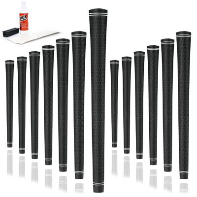 Karma Revolution Standard Size Golf Grip Kit with Grip Tape, Solvent, Rubber Vise Clamp, 13 Black No Alignment Necessary Easy Installation All-Weather Performance Replacement 360 Golf Grips for Men