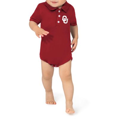 Little King NCAA Short Sleeve Poly-Tech Infant Polo Romper-Oklahoma-Crimson-2T