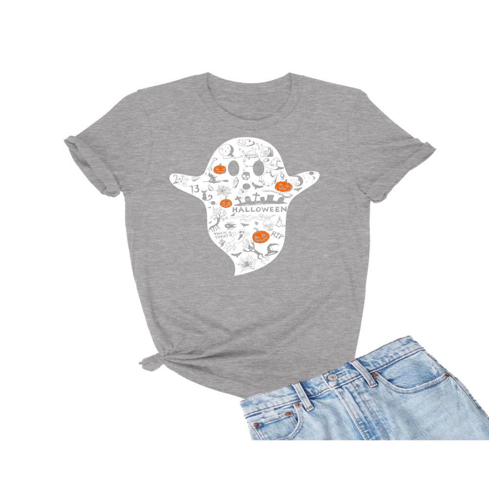 5X-Large Oxford Mens Halloween Doodle Tatted Ghost Tattoo T-Shirt