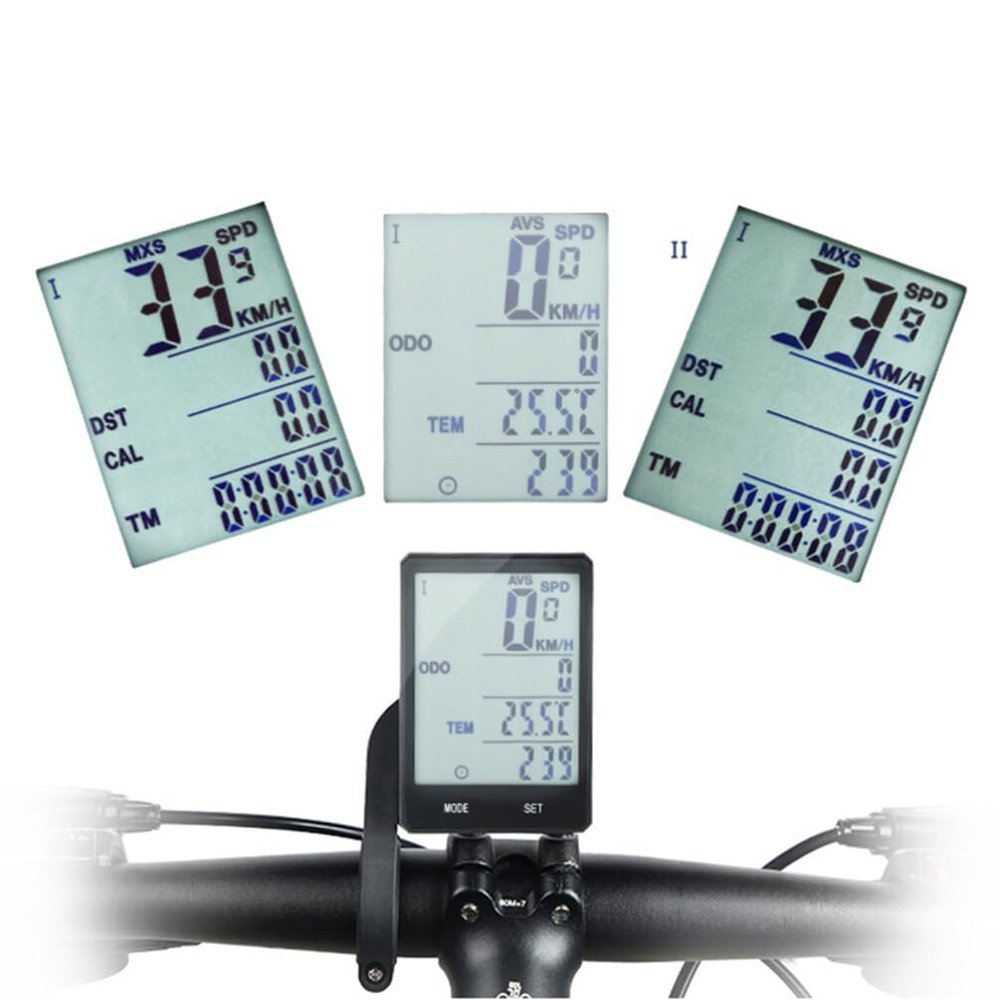 Bike Computer with Mount, Waterproof Bicycle Odometer Wired MPH KM/H Speedometer with LCD Display Screen Automatic Backlight Wake-Up for Cycling Speed Tracker Accessories