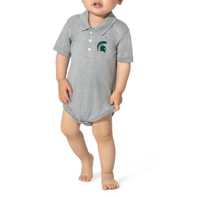 Little King NCAA Short Sleeve Poly-Tech Infant Polo Romper-Michigan State-Oxford-6 Months