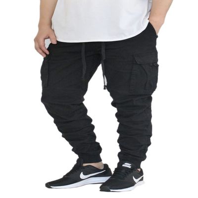AIRNINE Men's Premium Twill Drop Crotch Jogger Pants S-5XL (Black Cargo2, Medium)