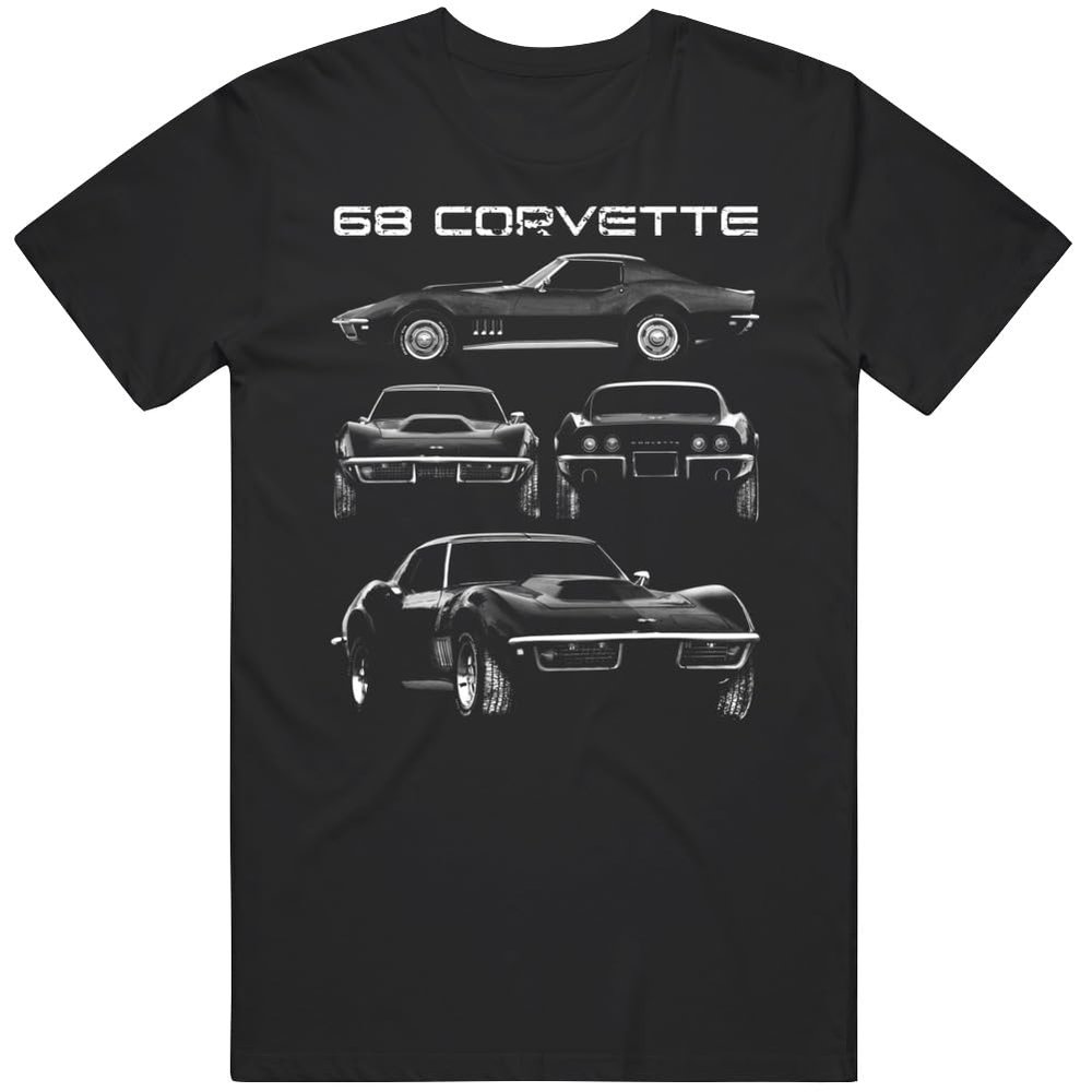 1968 Corvette Multi Angle Views Car Enthusiast T Shirt L Black