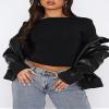 ForeFair Women Sexy Long Sleeve Backless Going Out Top Slim Fit Crewneck Cut Out Casual Y2K Tshirt(A Black,L) view 4