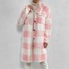 XUNRYAN Women's Long Flannel Plaid Jacket Shacket Winter Lapel Button Down Shirt Jacket Fuzzy Trench Coat Fashion Clothes view 2