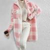 XUNRYAN Women's Long Flannel Plaid Jacket Shacket Winter Lapel Button Down Shirt Jacket Fuzzy Trench Coat Fashion Clothes view 3