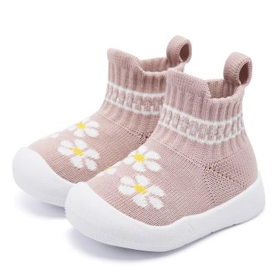 Baby Shoes Girls Boys Sock Shoes with Grip Baby Walker Shoes Infant Slippers Non Slip Size 4 Pink