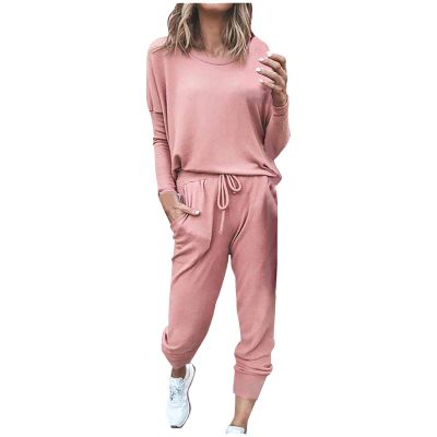 Jogging Suits for Women Long Sleeve Crewneck Pullover with Track Pant 2 Piece Lounge Set Sweatsuit Travel Outfits
