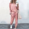Jogging Suits for Women Long Sleeve Crewneck Pullover with Track Pant 2 Piece Lounge Set Sweatsuit Travel Outfits view 2