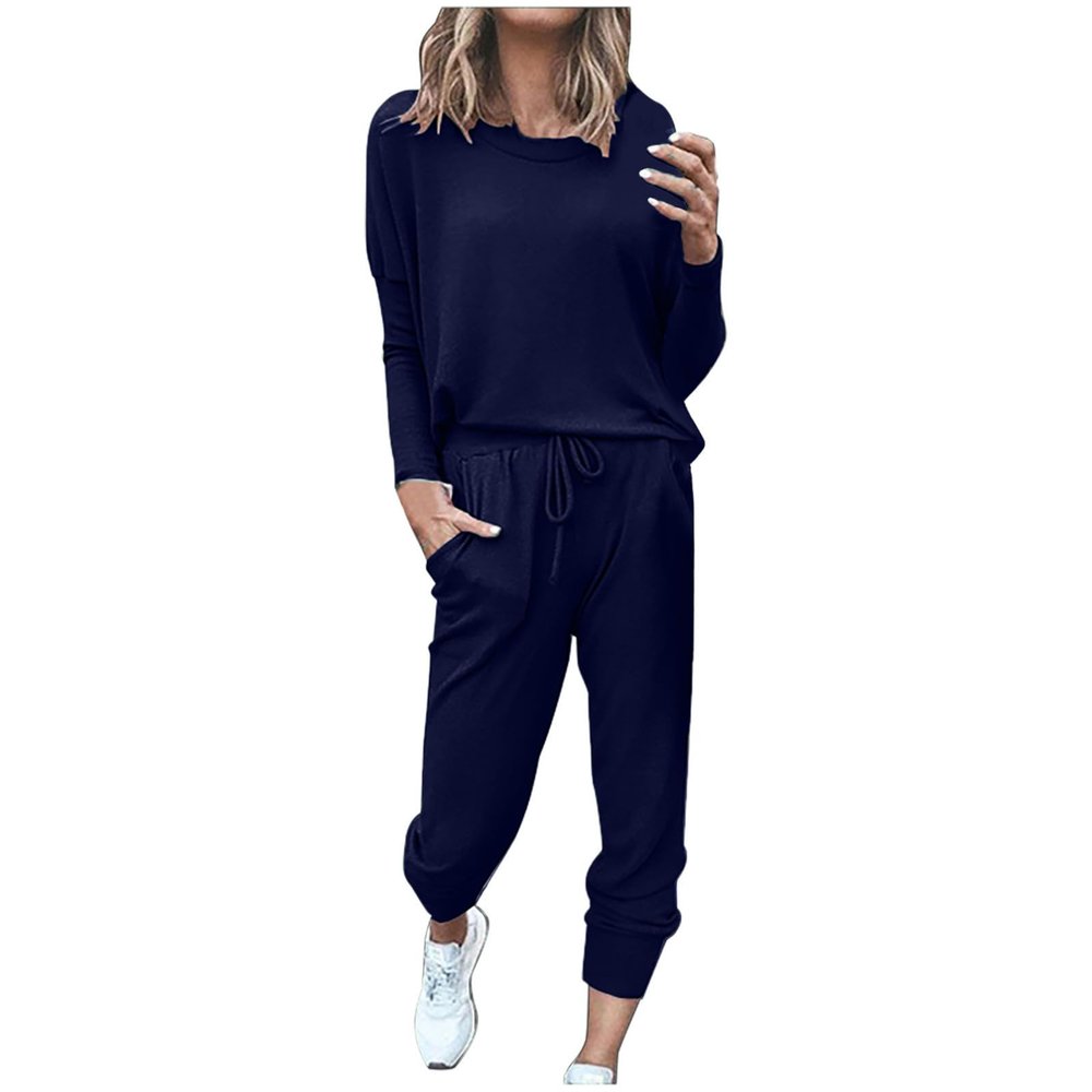 Jogging Suits for Women Long Sleeve Crewneck Pullover with Track Pant 2 Piece Lounge Set Sweatsuit Travel Outfits