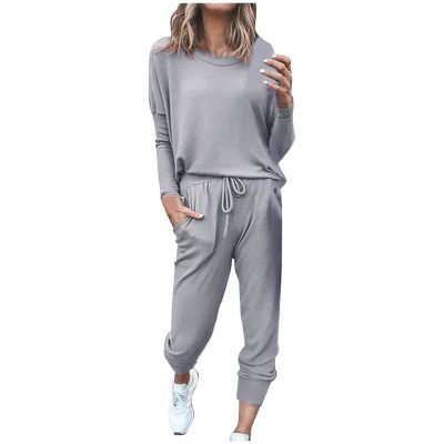 Jogging Suits for Women Long Sleeve Crewneck Pullover with Track Pant 2 Piece Lounge Set Sweatsuit Travel Outfits