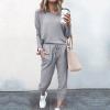 Jogging Suits for Women Long Sleeve Crewneck Pullover with Track Pant 2 Piece Lounge Set Sweatsuit Travel Outfits view 2