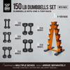 WF Athletic Supply 5-25 Lb Cast Iron Dumbbells Set with A Frame Storage Rack, Solid Gray/Black Hexagon Free Weights for Weight Lifting & Strength Training, Storage Rack Color Options Available view 2
