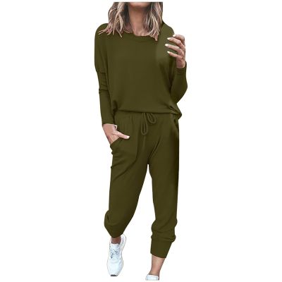 Jogging Suits for Women Long Sleeve Crewneck Pullover with Track Pant 2 Piece Lounge Set Sweatsuit Travel Outfits
