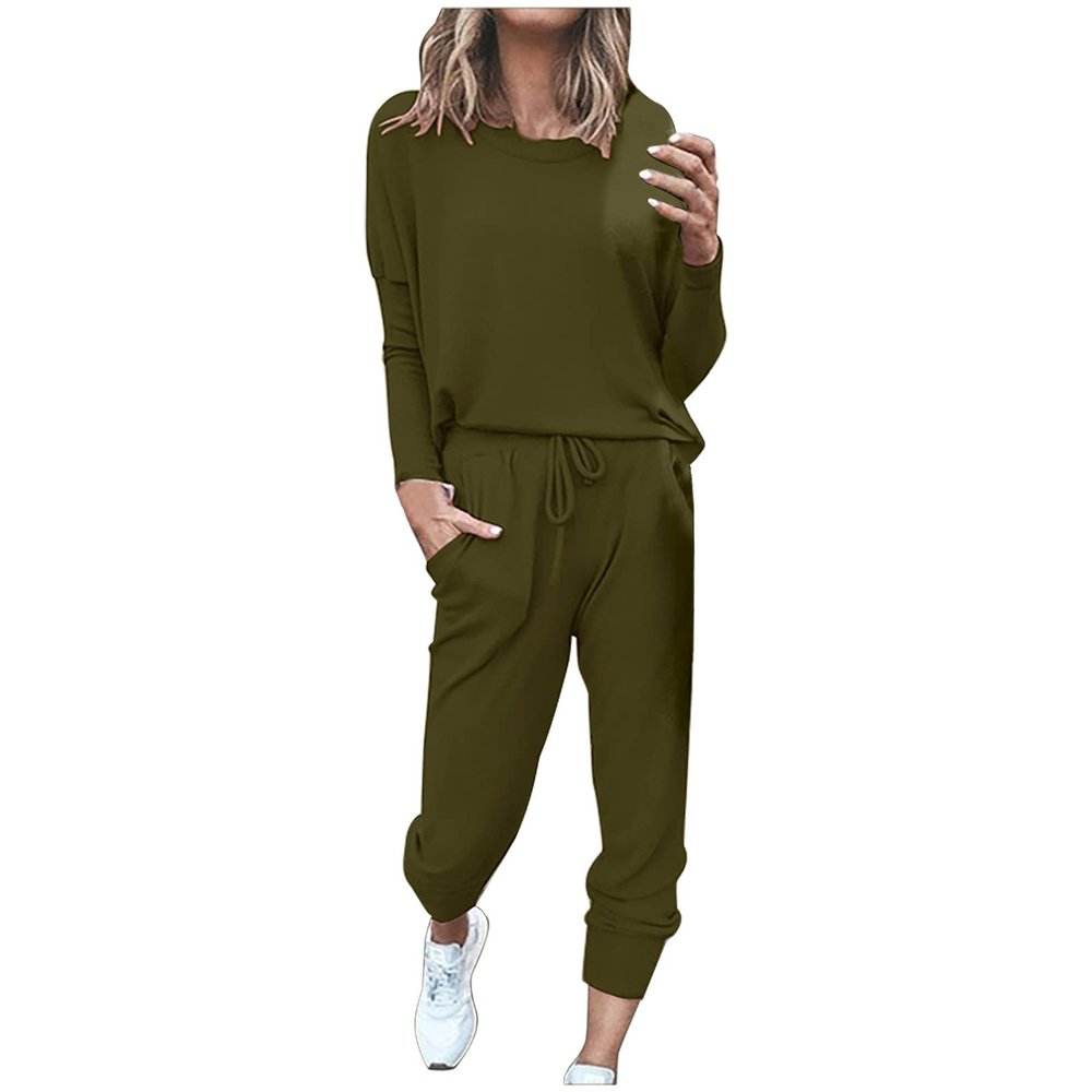 Jogging Suits for Women Long Sleeve Crewneck Pullover with Track Pant 2 Piece Lounge Set Sweatsuit Travel Outfits