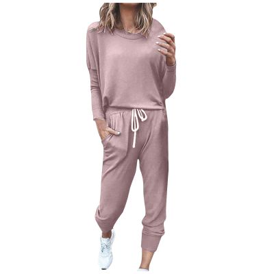 Jogging Suits for Women Long Sleeve Crewneck Pullover with Track Pant 2 Piece Lounge Set Sweatsuit Travel Outfits