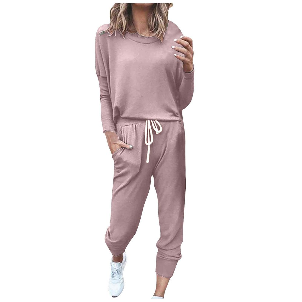 Jogging Suits for Women Long Sleeve Crewneck Pullover with Track Pant 2 Piece Lounge Set Sweatsuit Travel Outfits