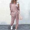 Jogging Suits for Women Long Sleeve Crewneck Pullover with Track Pant 2 Piece Lounge Set Sweatsuit Travel Outfits view 2