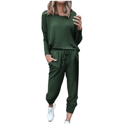 Jogging Suits for Women Long Sleeve Crewneck Pullover with Track Pant 2 Piece Lounge Set Sweatsuit Travel Outfits