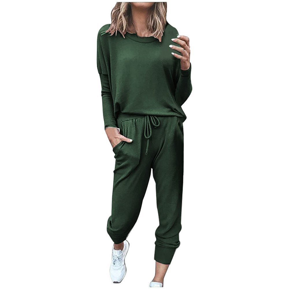 Jogging Suits for Women Long Sleeve Crewneck Pullover with Track Pant 2 Piece Lounge Set Sweatsuit Travel Outfits