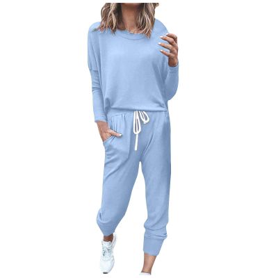 Jogging Suits for Women Long Sleeve Crewneck Pullover with Track Pant 2 Piece Lounge Set Sweatsuit Travel Outfits