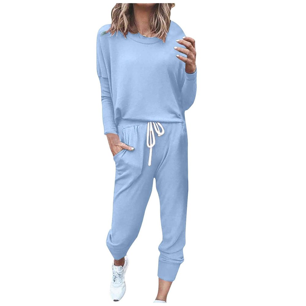 Jogging Suits for Women Long Sleeve Crewneck Pullover with Track Pant 2 Piece Lounge Set Sweatsuit Travel Outfits