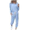 Jogging Suits for Women Long Sleeve Crewneck Pullover with Track Pant 2 Piece Lounge Set Sweatsuit Travel Outfits view 1
