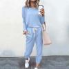 Jogging Suits for Women Long Sleeve Crewneck Pullover with Track Pant 2 Piece Lounge Set Sweatsuit Travel Outfits view 2