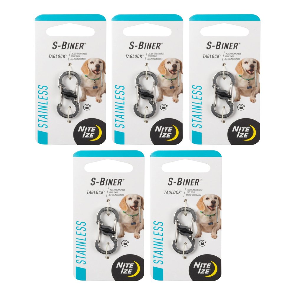 Nite Ize S-Biner Taglock Stainless Steel - Stainless - 5 Count (5 Pack)