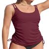 ANFILIA Women Underwire Tankini Top Swimwear Push Up Modest Swimsuits Top Ribbed Fabric Bathing Suits Top Only Wine Red view 1