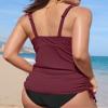 ANFILIA Women Underwire Tankini Top Swimwear Push Up Modest Swimsuits Top Ribbed Fabric Bathing Suits Top Only Wine Red view 2